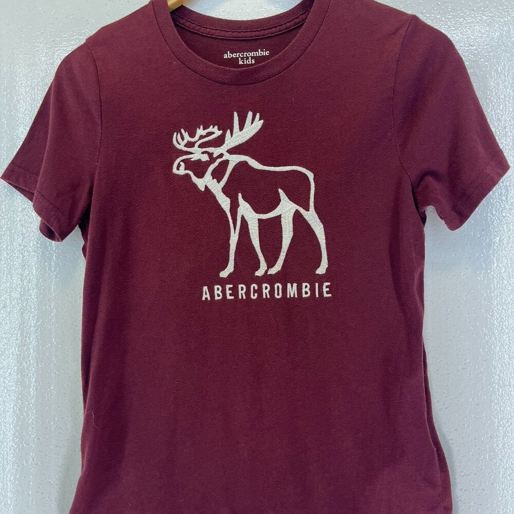 Abercrombie Kids Burgandy Moose Tshirt 13/14 Large *Flaw